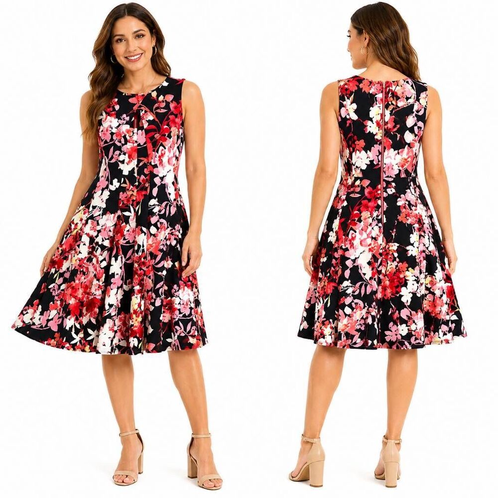 Julian Taylor Floral Fit Flare Dress Size 12